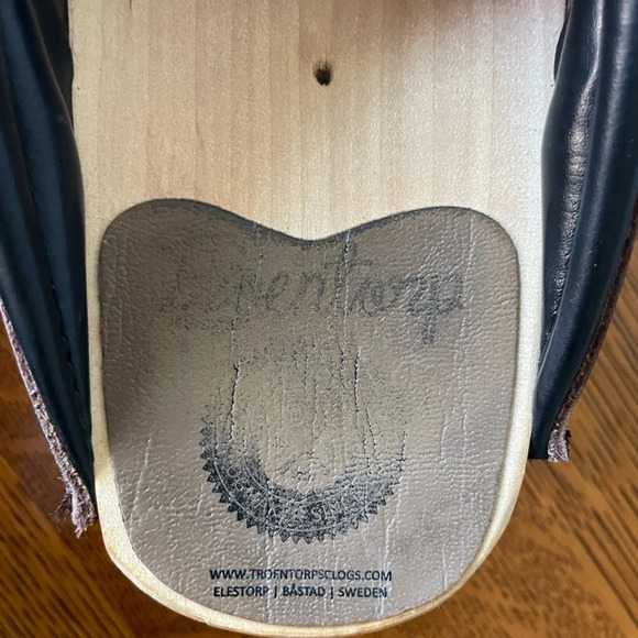 Troentorp Rembrandt Clog Leather Wood 2.2” Heel Brown Slip On Studded Size 42 - Picture 2 of 16